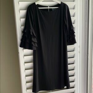 Gabby Skye Black Sheath Dress with Bell Sleeves